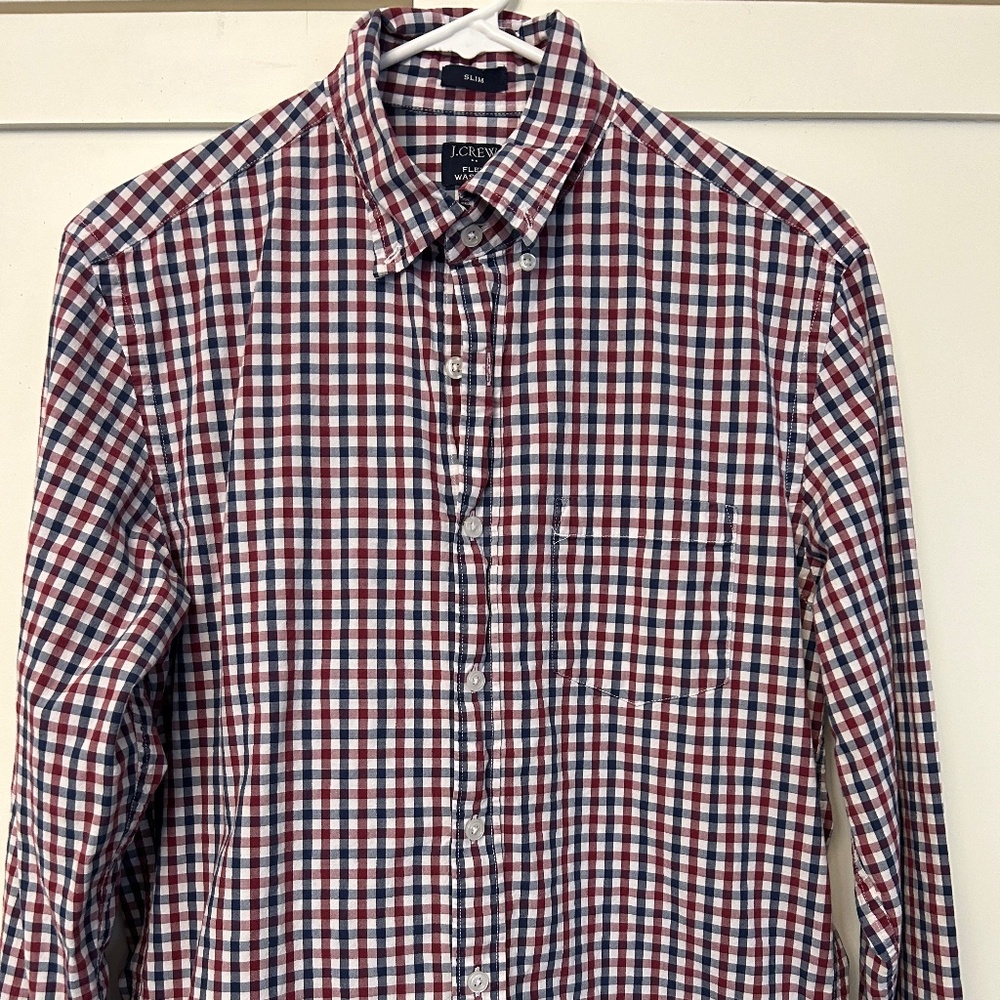 J Crew Flex Washed Slim Checked Shirt